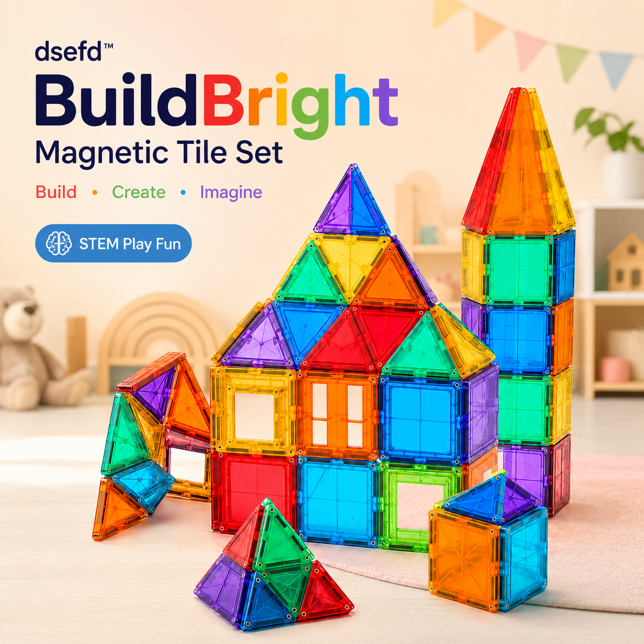 dsefd™ BuildBright Magnetic Tile Set